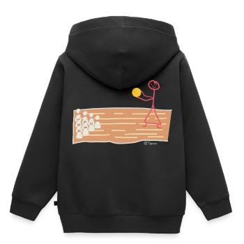 Bonhomme allumette, femme bowling Strike Sport - Sweat Premium à capuche enfant bio - noir - Dos - AI Model Kid Male (0cm)