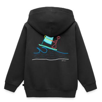 Windsurfen Strichmännchen, Sport Wasser Aktivität - Kinder Premium Organic Hoodie - Schwarz - Hinten - AI Model Kid Male (0cm)