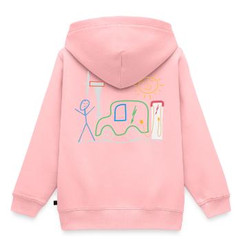 Elektroauto Strichmännchen Mobilität Strom Energie - Kinder Premium Organic Hoodie - Rosa - Hinten - AI Model Kid Female (0cm)
