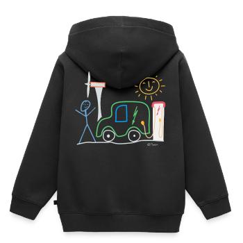 Véhicule électrique Traits-barres Mobilité Électricité Énergie - Sweat Premium à capuche enfant bio - noir - Dos - AI Model Kid Male (0cm)