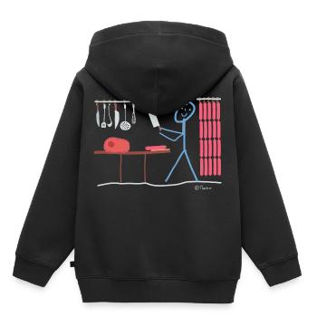 Butcher Butcher Stick figure, job work fun - Kids Premium Organic Hoodie - black - Back - AI Model Kid Male (0cm)