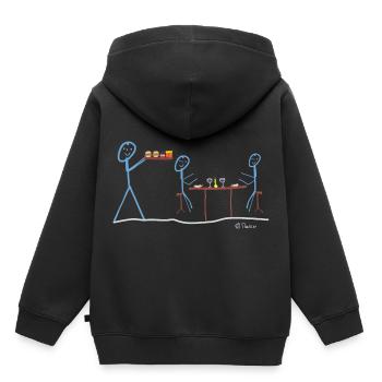 Kellner Strichmännchen, Gastronomie Beruf Ober Job - Kinder Premium Organic Hoodie - Schwarz - Hinten - AI Model Kid Male (0cm)