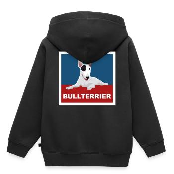 Bull Terrier, chien, dessin, chien de combat - Sweat Premium à capuche enfant bio - noir - Dos - AI Model Kid Male (0cm)