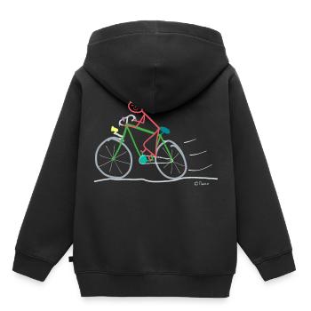 Figure de bâton de vélo femme mobilité durable - Sweat Premium à capuche enfant bio - noir - Dos - AI Model Kid Male (0cm)