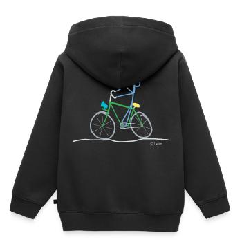 Figurine de vélo, mobilité durable - Sweat Premium à capuche enfant bio - noir - Dos - AI Model Kid Male (0cm)