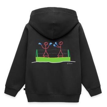 Boxe Strichmännchen Compétition Sport Hobby - Sweat Premium à capuche enfant bio - noir - Dos - AI Model Kid Male (0cm)