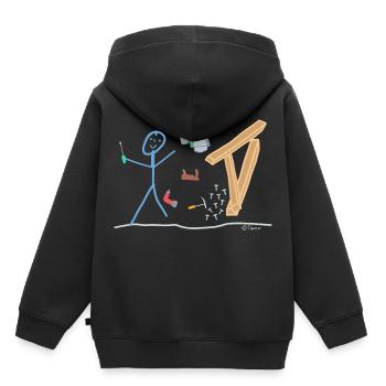Bois artisans homme à traits, bricoleur nature travail - Sweat Premium à capuche enfant bio - noir - Dos - AI Model Kid Male (0cm)