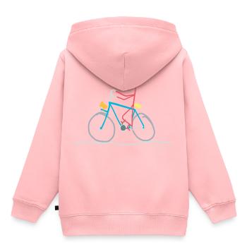 Conducteur de vélo Stick Figure Sports Trafic de vélo - Sweat Premium à capuche enfant bio - rose - Dos - AI Model Kid Female (0cm)
