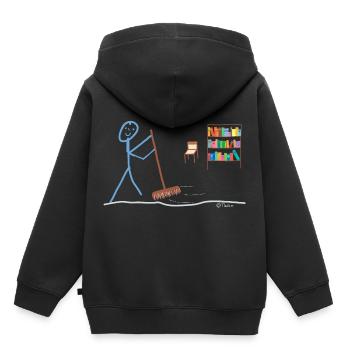 Ménage Strichmännchen Besen Femme au foyer Hausmann - Sweat Premium à capuche enfant bio - noir - Dos - AI Model Kid Male (0cm)