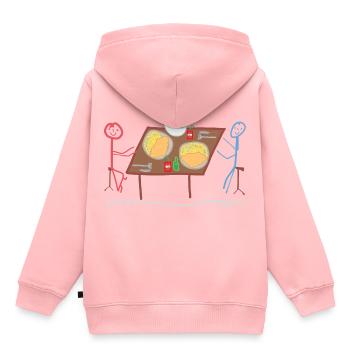 Escalopes Strichmännchen Restaurant Salade gastronomique - Sweat Premium à capuche enfant bio - rose - Dos - AI Model Kid Female (0cm)
