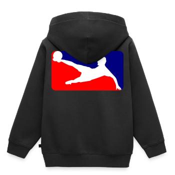 Fussball Soccer - Kinder Premium Organic Hoodie - Schwarz - Hinten - AI Model Kid Male (0cm)