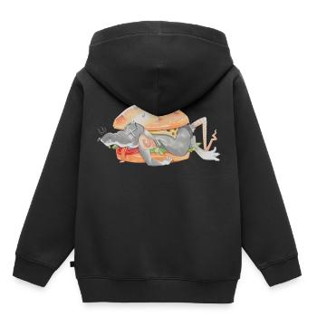 Ratfoodz' I can haz Ratzburger (Backprint) @ Ratz - Kinder Premium Organic Hoodie - Schwarz - Hinten - AI Model Kid Male (0cm)