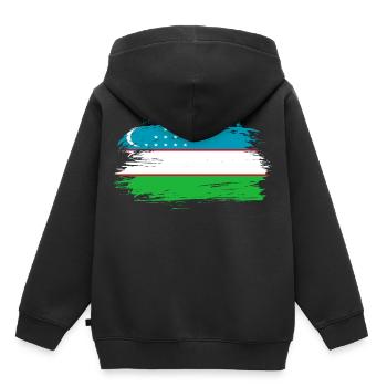 Uzbekistan flag flag - Kids Premium Organic Hoodie - black - Back - AI Model Kid Male (0cm)
