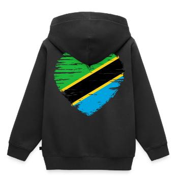 Drapeau drapeau de la Tanzanie drapeau - Sweat Premium à capuche enfant bio - noir - Dos - AI Model Kid Male (0cm)