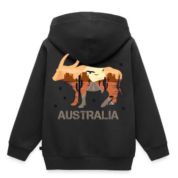 Australie - Sweat Premium à capuche enfant bio - noir - Dos - AI Model Kid Male (0cm)