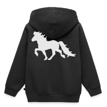 Edles Islandpferd im Tölt - Kinder Premium Organic Hoodie - Schwarz - Hinten - AI Model Kid Male (0cm)