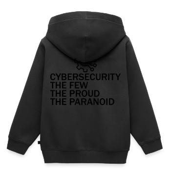 Cybersécurité Les quelques-uns Les fiers Les Paranoïaques 6 - Sweat Premium à capuche enfant bio - noir - Dos - AI Model Kid Male (0cm)