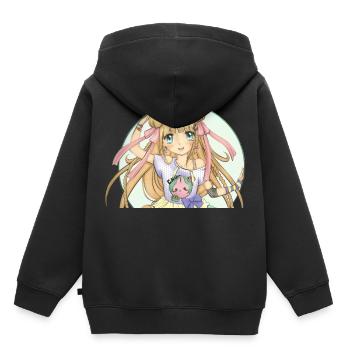 Manga - Kinder Premium Organic Hoodie - Schwarz - Hinten - AI Model Kid Male (0cm)