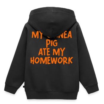 Mon cochon d’Inde a mangé mes devoirs 4 - Sweat Premium à capuche enfant bio - noir - Dos - AI Model Kid Male (0cm)