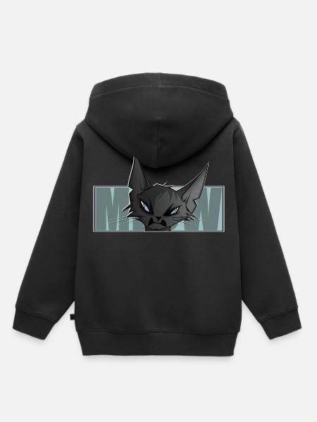 chat cool, bande dessinée, motif de chat, miaou, t-shirt - Sweat Premium à capuche enfant bio - noir
