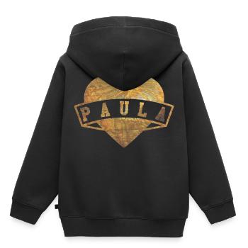 Paula Herzen Gold - Kinder Premium Organic Hoodie - Schwarz - Hinten - AI Model Kid Male (0cm)