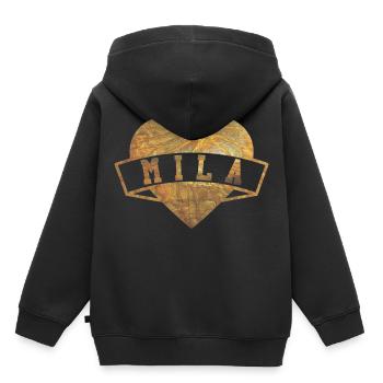 Mila Herzen Or - Sweat Premium à capuche enfant bio - noir - Dos - AI Model Kid Male (0cm)