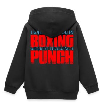 Vous battra en boxe sans lancer un coup de poing 4 - Sweat Premium à capuche enfant bio - noir - Dos - AI Model Kid Male (0cm)