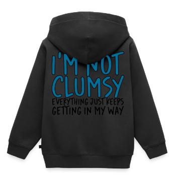 I'm Not Clumsy Everything Keeps Getting In My Way - Kinder Premium Organic Hoodie - Schwarz - Hinten - AI Model Kid Male (0cm)