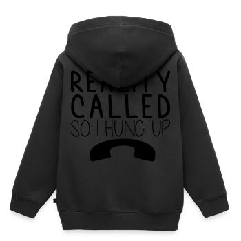 La réalité a appelé So I Hung Up 3 - Sweat Premium à capuche enfant bio - noir - Dos - AI Model Kid Male (0cm)