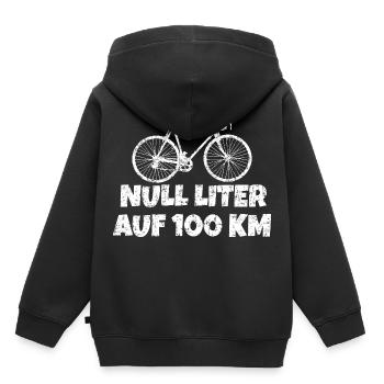 Null Liter auf 100 KM mit Rennrad (Vintage Weiß) - Kinder Premium Organic Hoodie - Schwarz - Hinten - AI Model Kid Male (0cm)