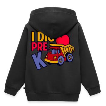 Je creuse pré-K - Sweat Premium à capuche enfant bio - noir - Dos - AI Model Kid Male (0cm)