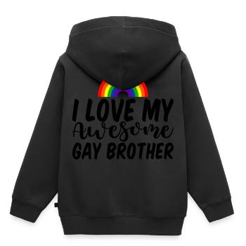 I Love My Awesome Gay Brother 3 - Kinder Premium Organic Hoodie - Schwarz - Hinten - AI Model Kid Male (0cm)