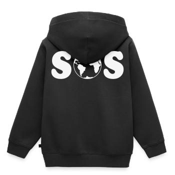 SOS – Erdüberlastungstag / Klimawandel (W / SVG) - Kinder Premium Organic Hoodie - Schwarz - Hinten - AI Model Kid Male (0cm)