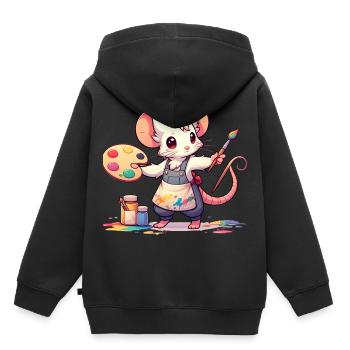 Cute Mouse Artist - Kinder Premium Organic Hoodie - Schwarz - Hinten - AI Model Kid Male (0cm)