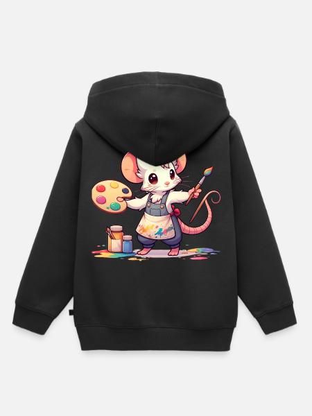 Cute Mouse Artist - Kinder Premium Organic Hoodie - Schwarz