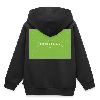 FREISTOSS - Fußball Statement - Kinder Premium Organic Hoodie - Schwarz - Hinten - AI Model Kid Male (0cm)