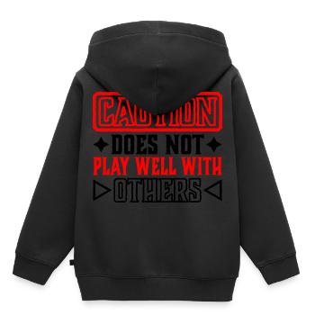 La prudence ne joue pas bien avec les autres 67 - Sweat Premium à capuche enfant bio - noir - Dos - AI Model Kid Male (0cm)