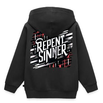 Repent Sinner 18 - Kinder Premium Organic Hoodie - Schwarz - Hinten - AI Model Kid Male (0cm)