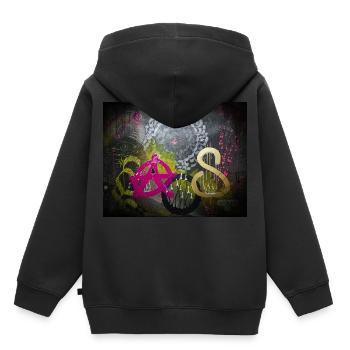 kAo$ - Kinder Premium Organic Hoodie - Schwarz - Hinten - AI Model Kid Male (0cm)