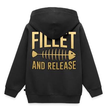 Filet et relâchement 4 - Sweat Premium à capuche enfant bio - noir - Dos - AI Model Kid Male (0cm)