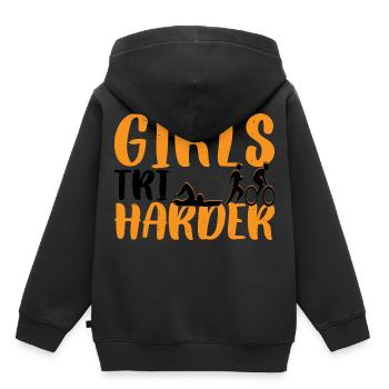 Filles Tri 6 - Sweat Premium à capuche enfant bio - noir - Dos - AI Model Kid Male (0cm)