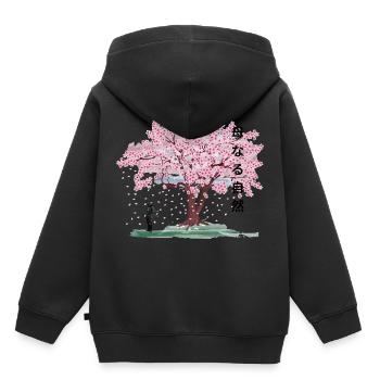 Unter dem blühenden Kirschbaum - Kinder Premium Organic Hoodie - Schwarz - Hinten - AI Model Kid Male (0cm)