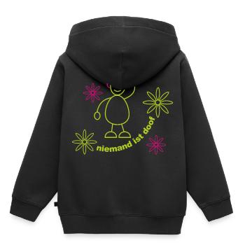 niemand_ist_doof_002 - Kinder Premium Organic Hoodie - Schwarz - Hinten - AI Model Kid Male (0cm)