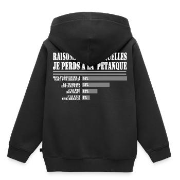 Raisons de Perdre à la Pétanque pour les Fans  - Sweat Premium à capuche enfant bio - noir - Dos - AI Model Kid Male (0cm)