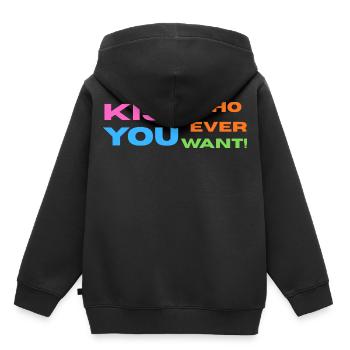 Pride / CSD / LGBTQ+ Design "Kiss" - Kids Premium Organic Hoodie - black - Back - AI Model Kid Male (0cm)