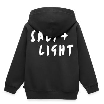 Sel + lumière - Sweat Premium à capuche enfant bio - noir - Dos - AI Model Kid Male (0cm)