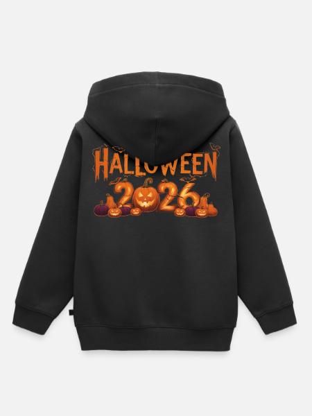 Halloween 2026 Kürbisse leuchten - Kinder Premium Organic Hoodie - Schwarz