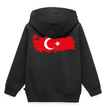 Turquie Contours - Sweat Premium à capuche enfant bio - noir - Dos - AI Model Kid Male (0cm)