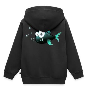 Lustiger Fisch - Kinder Premium Organic Hoodie - Schwarz - Hinten - AI Model Kid Male (0cm)