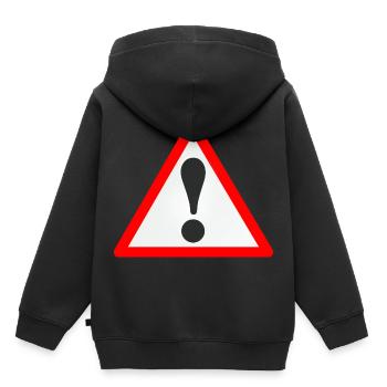 Warning sign / Exclamation mark / Warning / Attention - Kids Premium Organic Hoodie - black - Back - AI Model Kid Male (0cm)